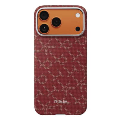 Чехол для iPhone 17 Pro Max Pitaka Monogram Edge Ultra-Slim Case (KI1702PTKP), красно/золотой