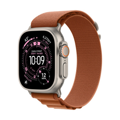 Apple Watch Ultra 3 (2025), 49 мм корпус из титана цвета «Natural», ремешок Alpine Loop размера S цвета «Terra Cotta»