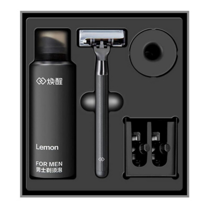 Набор для бритья Xiaomi пена, подставка, бритвенный станок Lemon H300-6 Черный