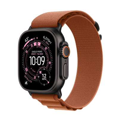 Apple Watch Ultra 3 (2025), 49 мм корпус из титана цвета «Black», ремешок Alpine Loop размера S цвета «Terra Cotta»