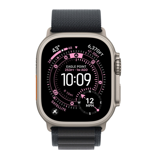 Apple Watch Ultra 3 (2025), 49 мм корпус из титана цвета «Natural», ремешок Alpine Loop размера L цвета «Black»