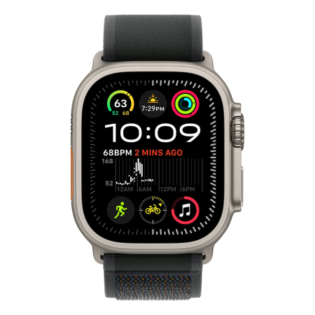 Apple Watch Ultra 2 (2024), 49 мм корпус из титана цвета «Natural», ремешок Trail Loop размера S/M цвета «Black»