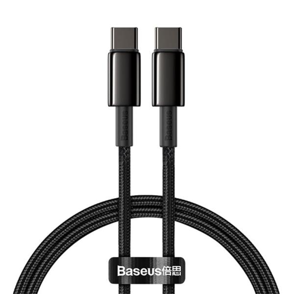 Кабель Baseus Type-C – Type-C Tungsten Gold Fast Charging Data Cable, 100W, 2 м (CATWJ-A01) Черный