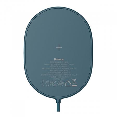 Беспроводное зарядное устройство 15w Baseus Light Magnetic Wireless Charger, Type-C кабель 1,5 м (WXQJ-03) Синий