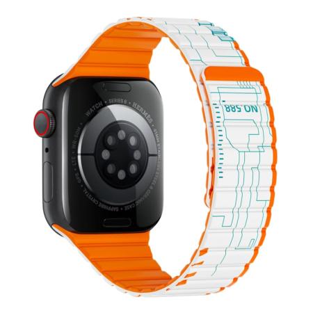 Ремешок для iWatch на 42/44/45/49 мм WiWU Smart Magnetic Silicone (Wi-WB010) White+orange