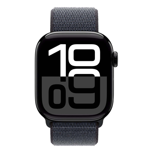Apple Watch Series 10, 42 мм корпус из алюминия цвета «Jet Black», ремешок Sport Loop цвета «Ink»