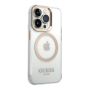 Чехол Guess для iPhone 15 Pro с MagSafe PC/TPU Metal outline Hard (GUHMP15LHTRMD) Transparent/Gold Прозрачный