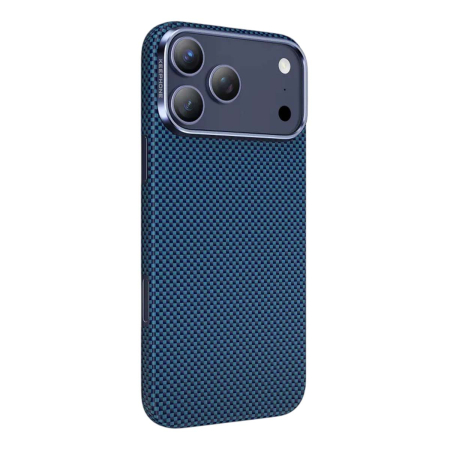 Чехол для iPhone 17 Pro с MagSafe KEEPHONE Kevlar Norra Шахматное плетение синий